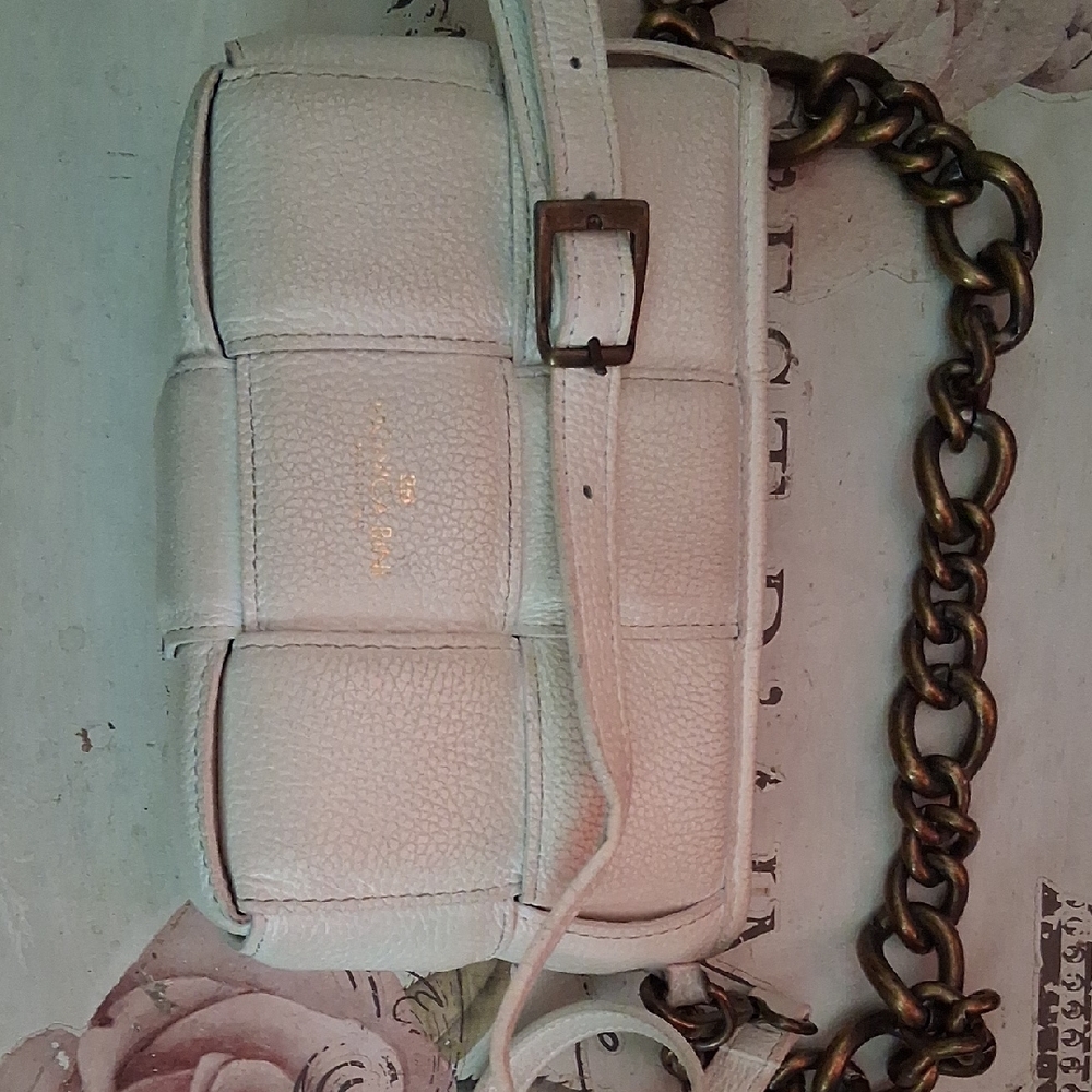 Monica Bini Elegant White Leather Chain Bag
